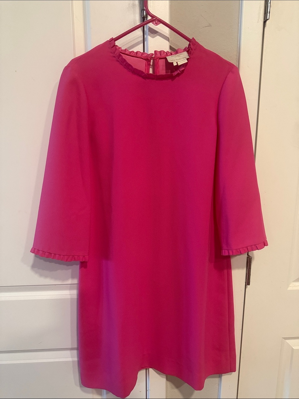 kate spade Girls' Bright Pink Ruffle-Trim Shift Dress